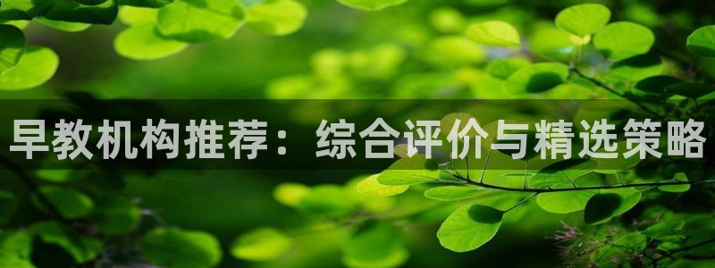 天顺娱乐脱943994:早教机构推荐:综合评价与精选策略